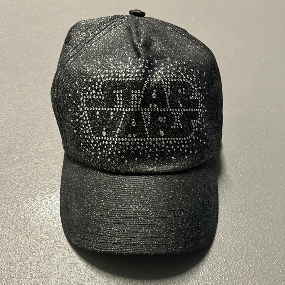 DISNEY PARKS Star Wars Rhinestone Bling Glitter Gray Cap Hat Adjustable Velcro L